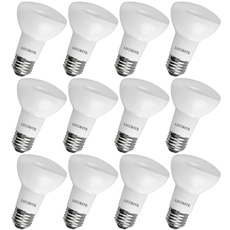 Luxrite BR20 LED Light Bulbs 6.5W (45W Equivalent) 460LM 3500K Natural White Dimmable E26 Base 12-Pack LR31862-12PK